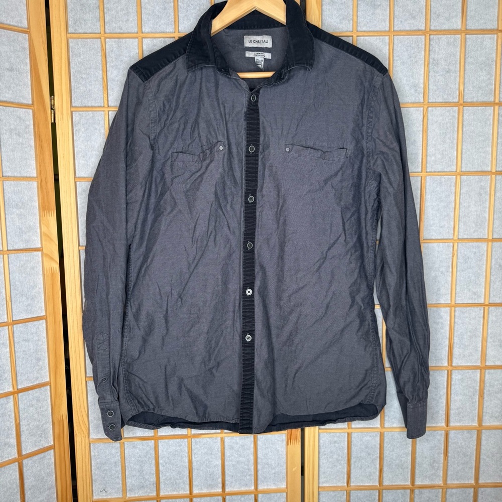 Le Chateau Charcoal Button-Up Dress Shirt